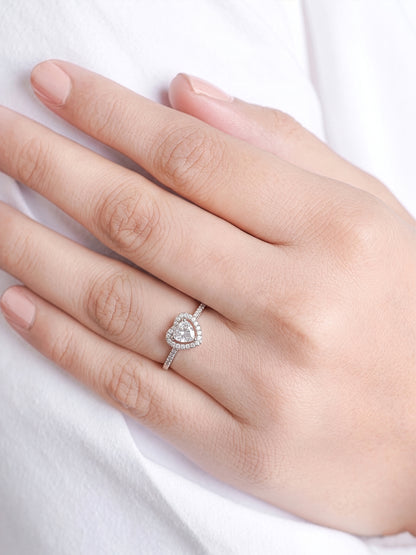 Eiro Heart Silver Diamond Solitaire Women's Ring