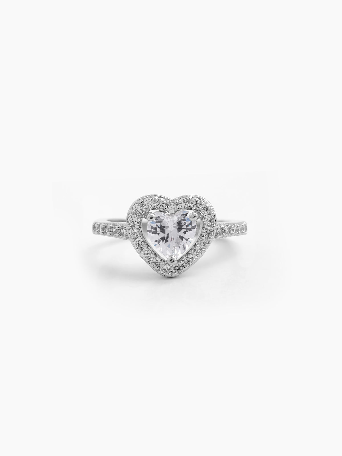 Eiro Heart Silver Diamond Solitaire Women's Ring