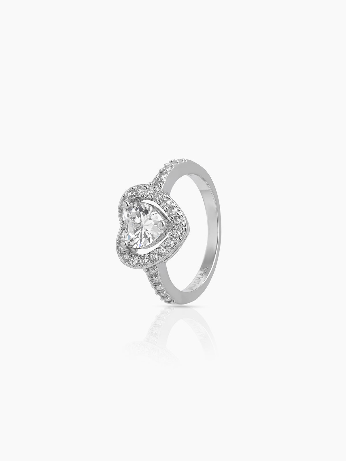 Eiro Heart Silver Diamond Solitaire Women's Ring