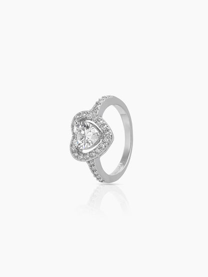 Eiro Heart Silver Diamond Solitaire Women's Ring