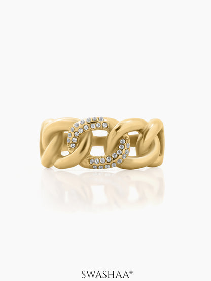 Elani Link Diamond 18K Gold Plated Ring