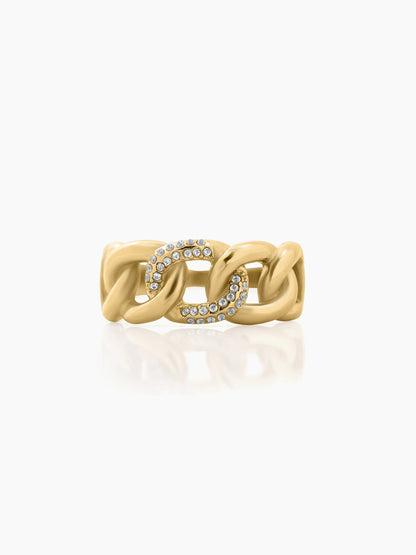 Elani Link Diamond 18K Gold Plated Ring