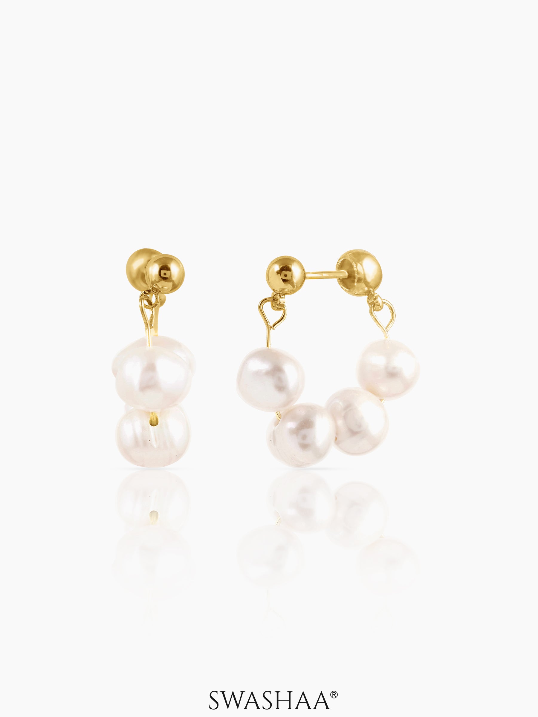 Elara Pearl 18K Gold Plated Hoop Earrings