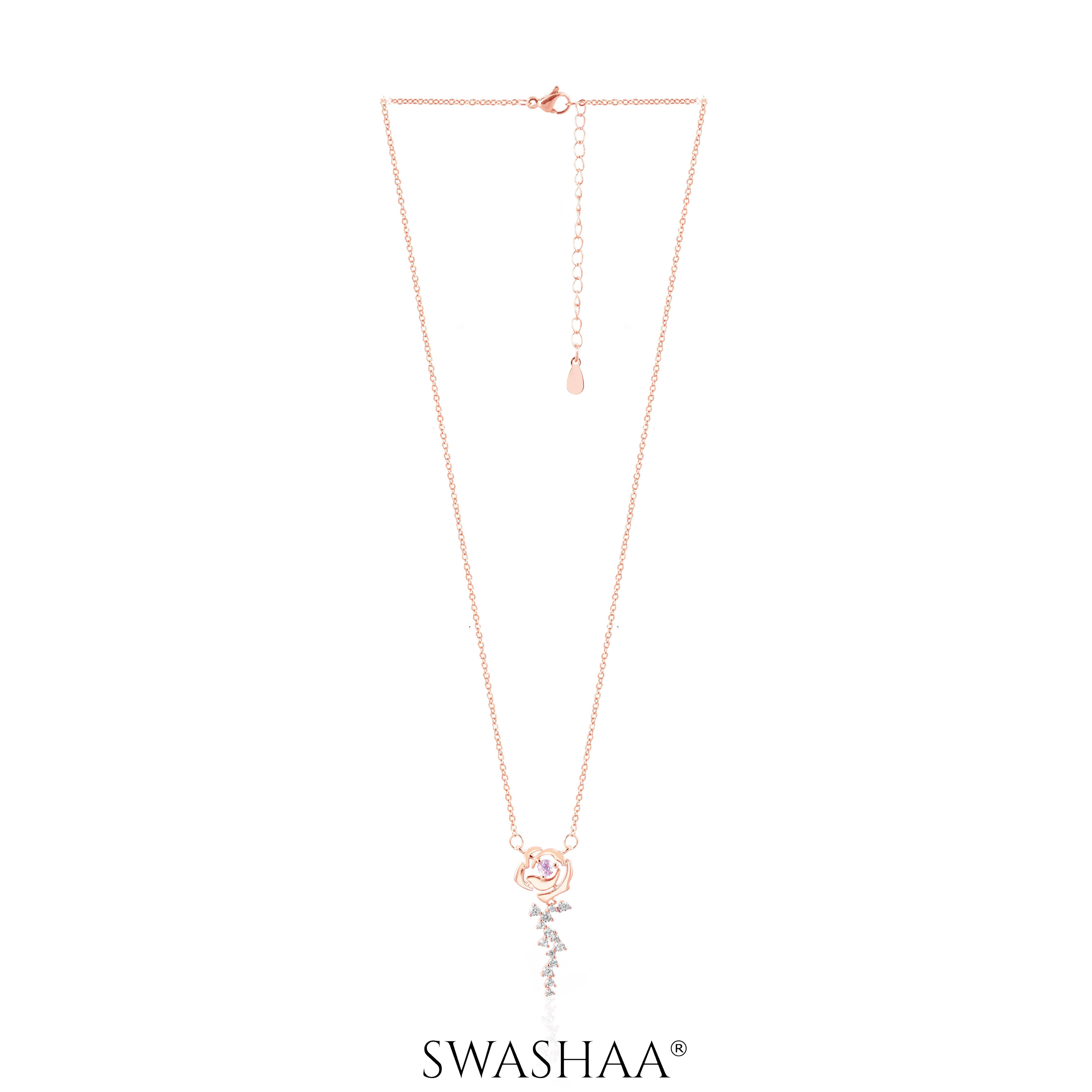 Elaria Blush Vine Rosegold Plated Necklace