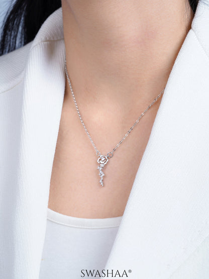 Elaria Diamond Blush Vine Silver Necklace