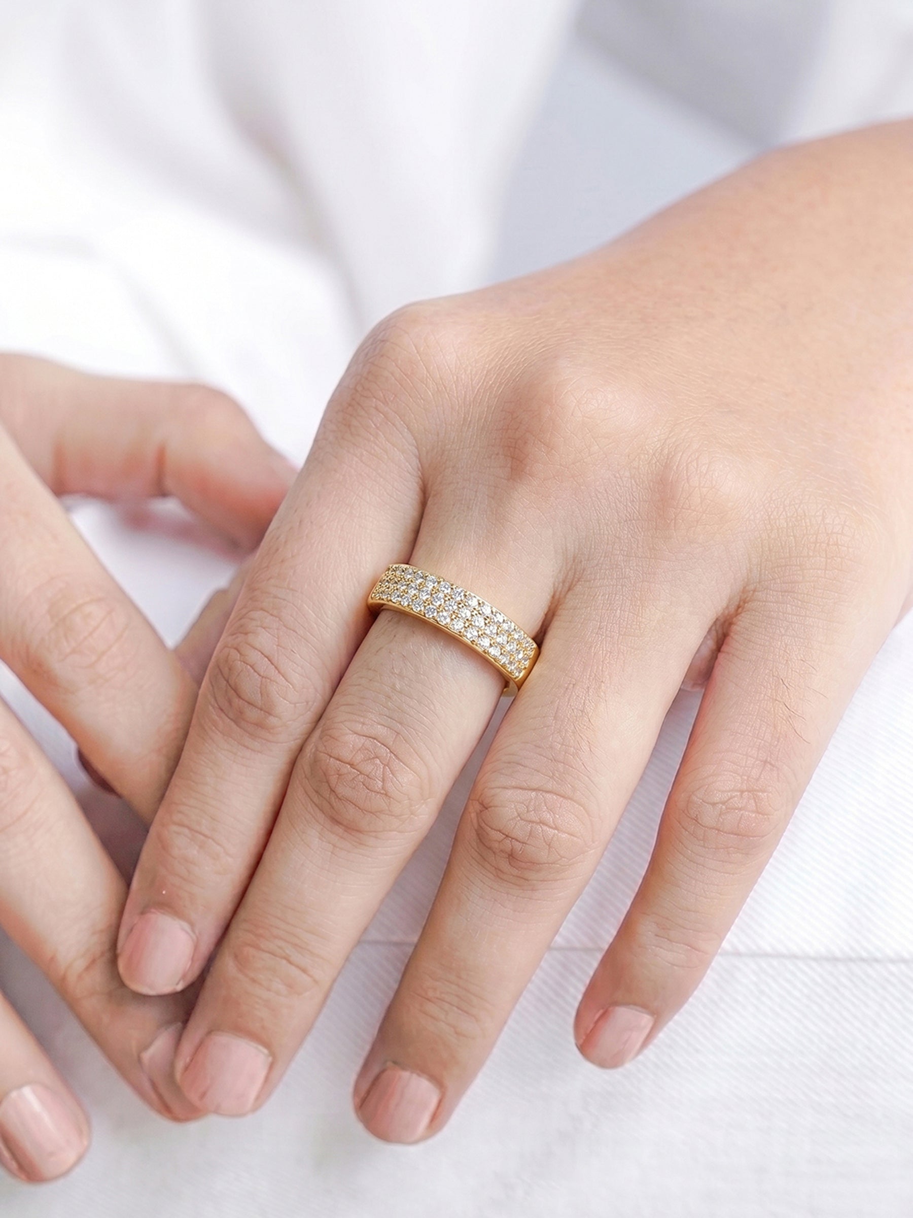 Elarva Triple Diamond 18K Gold Plated Women's Ring