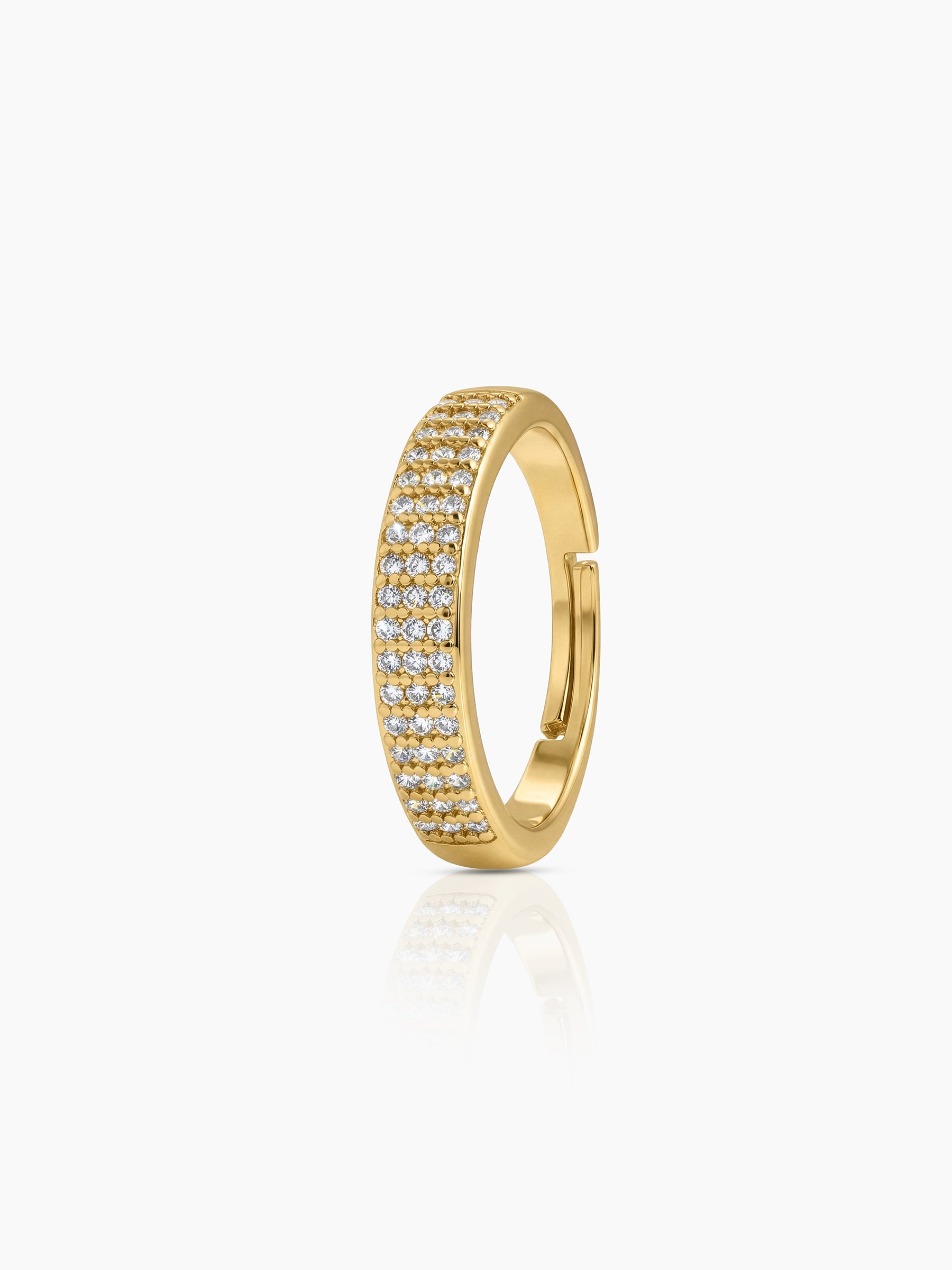 Elarva Triple Diamond 18K Gold Plated Women's Ring - Swashaa