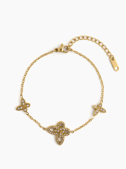 Eleni Diamond Butterfly Charms 18K Gold Plated Women's Chain Bracelets