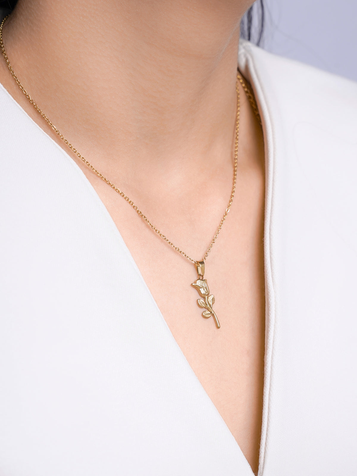 Elina Rose Charm Chain Pendant Necklace 