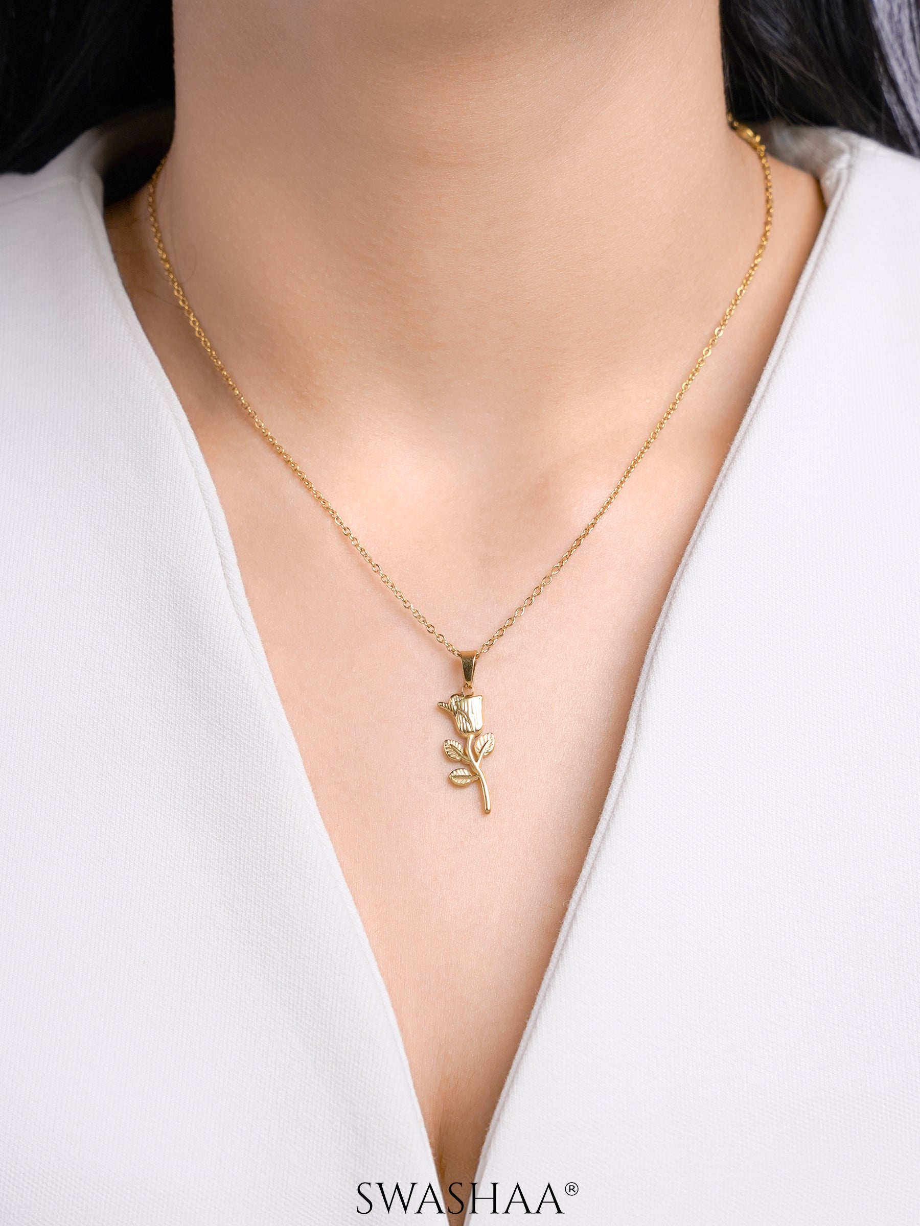 Elina Rose Charm Chain Pendant Necklace 