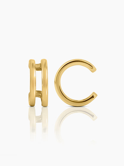Elion Sleek Double Band 18K Gold Plated Ear Cuffs