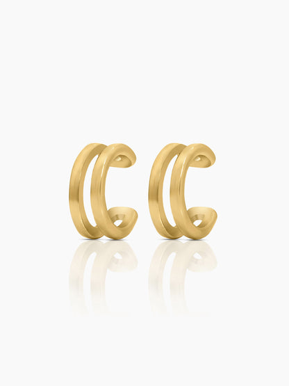 Elion Sleek Double Band 18K Gold Plated Ear Cuffs