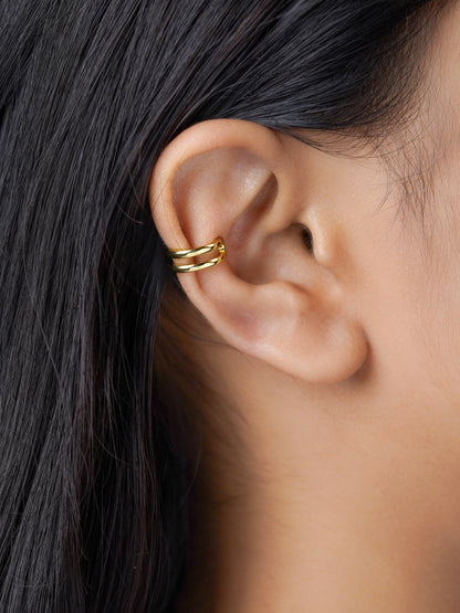 Elion Sleek Double Band 18K Gold Plated Ear Cuffs
