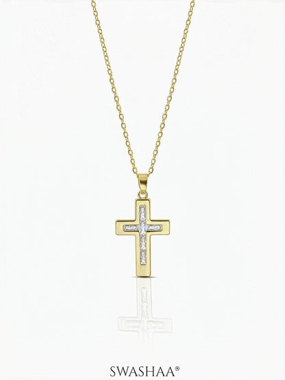 Elira Cross Baguette Necklace