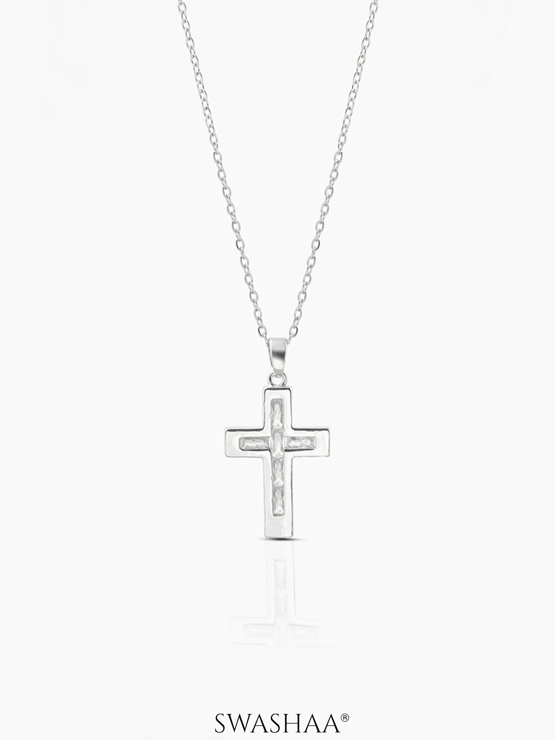 Elira Cross Baguette Necklace