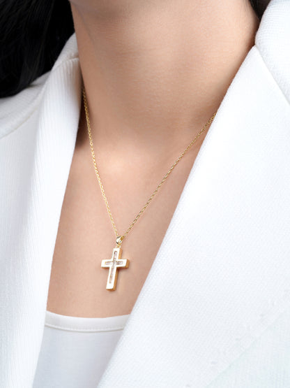 Elira Diamond Cross Baguette 14K Gold Necklace