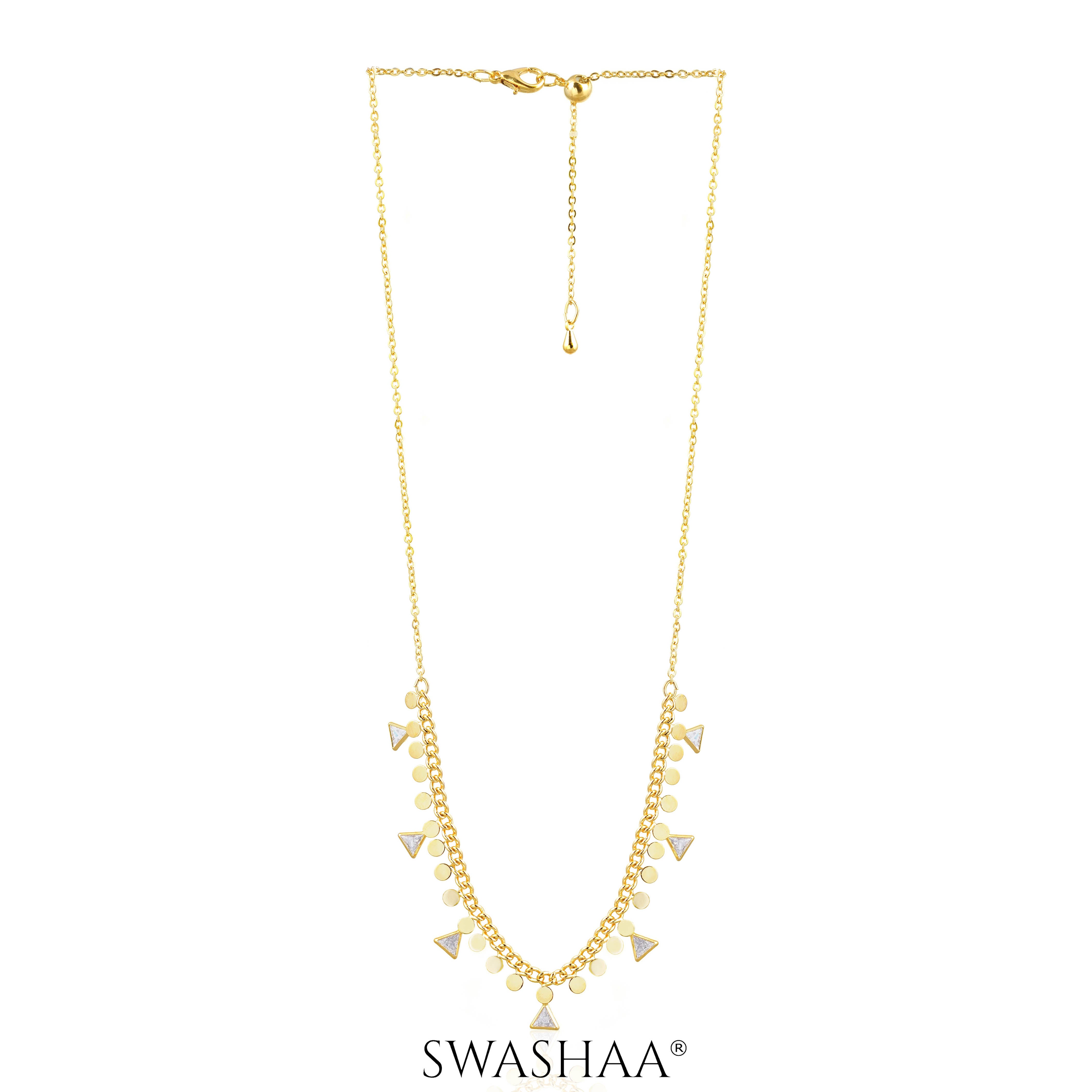 Ella Triangle Crystal 18K Gold Plated Choker