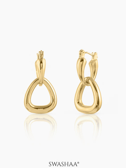 Elora Fluid Triangle Shaped 18K Gold Plated Hoop Earrings