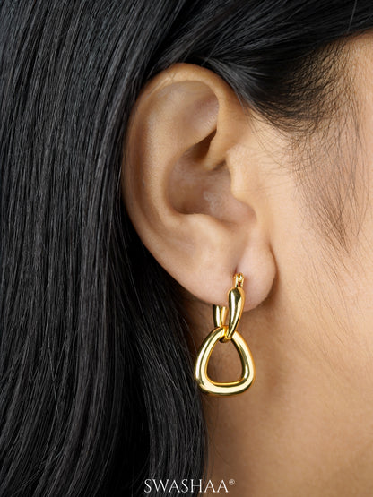 Elora Fluid Triangle Shaped 18K Gold Plated Hoop Earrings