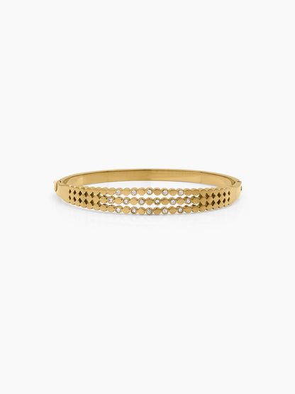 Elowra Dot Link Diamond Solitaire 18K Gold Plated Women's Solid Band Bracelet