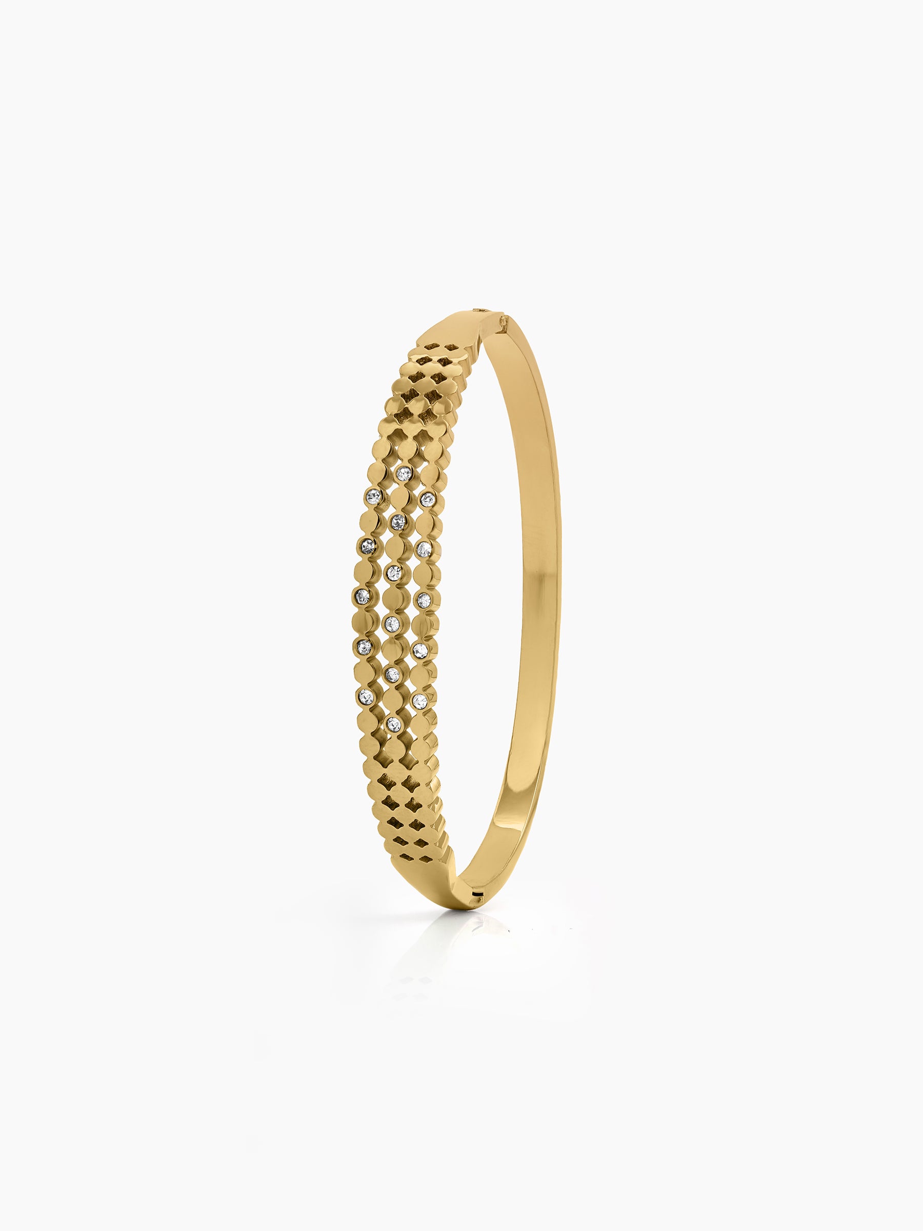 Elowra Dot Link Diamond Solitaire 18K Gold Plated Women's Solid Band Bracelet