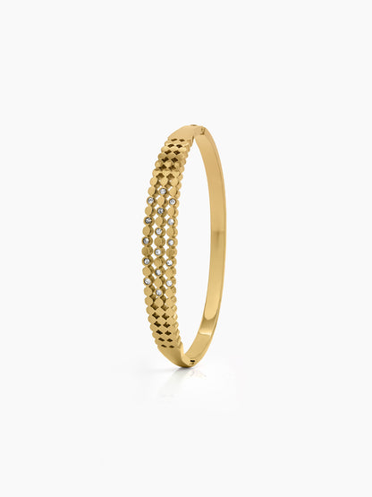 Elowra Dot Link Diamond Solitaire 18K Gold Plated Women's Solid Band Bracelet