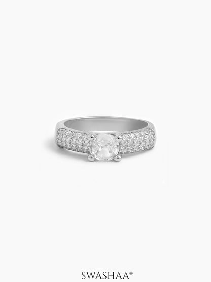 Elowyn Round-Cut Silver Diamond Solitaire Women's Ring 