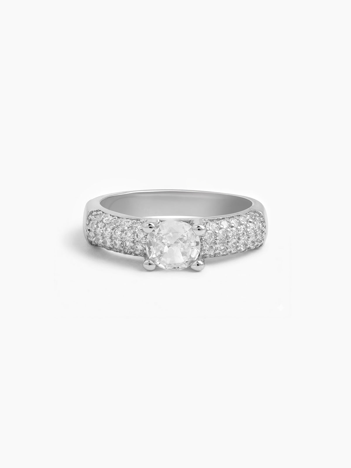 Elowyn Round-Cut Silver Diamond Solitaire Women's Ring 