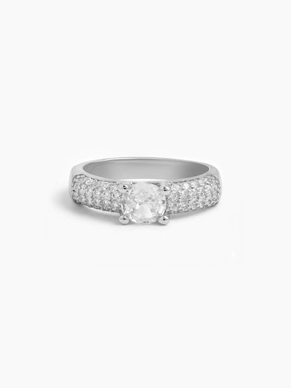 Elowyn Round-Cut Silver Diamond Solitaire Women's Ring 