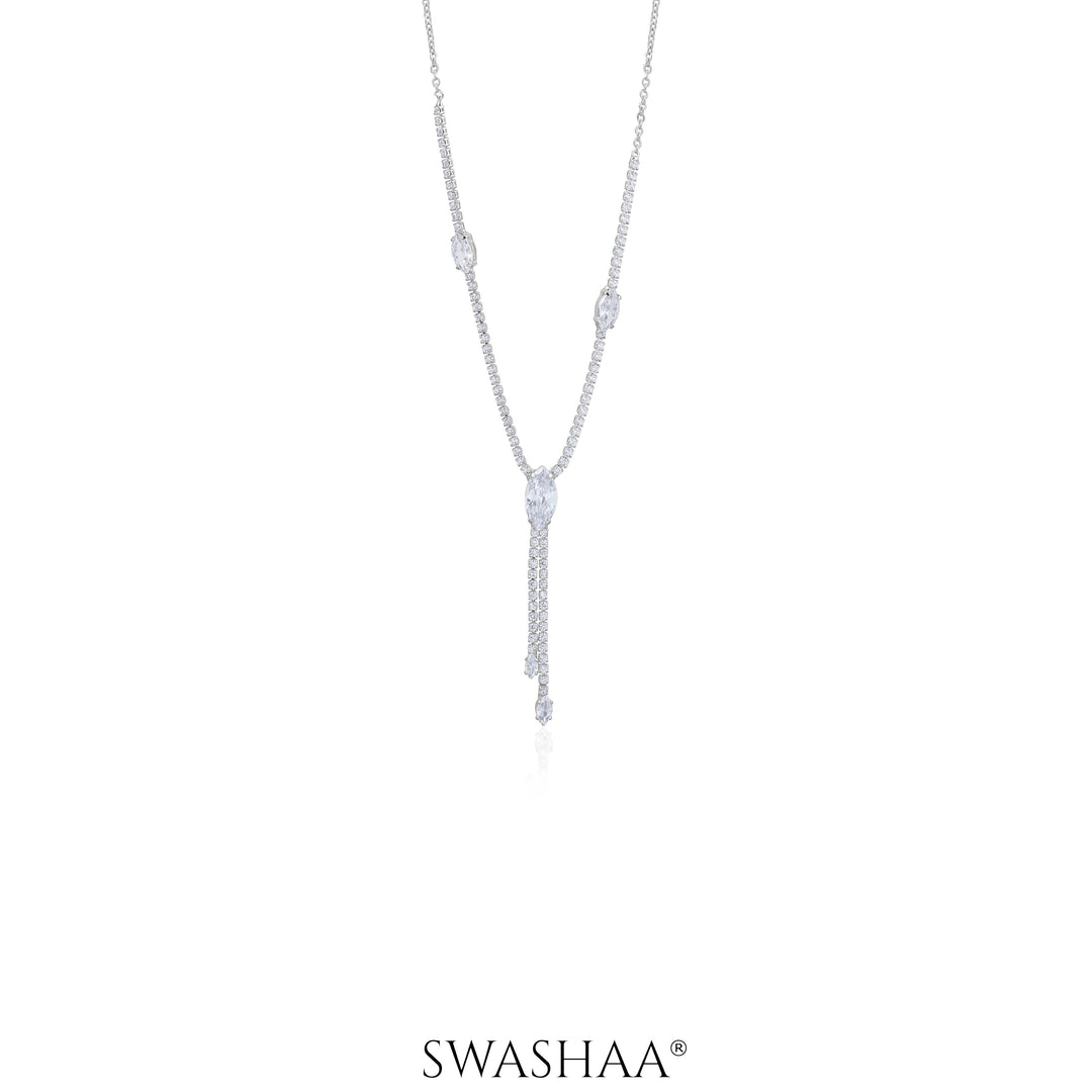 Elsie Oval Crystal Drop Y-shaped Necklace