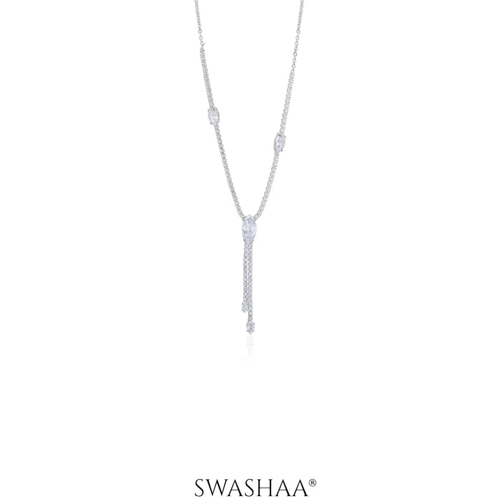 Elsie Oval Crystal Drop Y-shaped Necklace