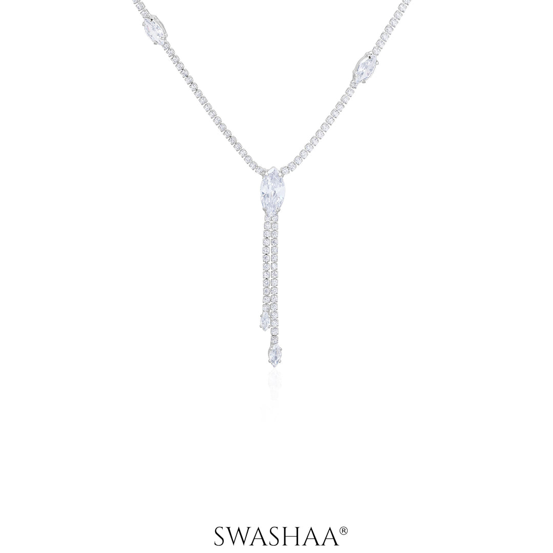 Elsie Oval Crystal Drop Y-shaped Necklace