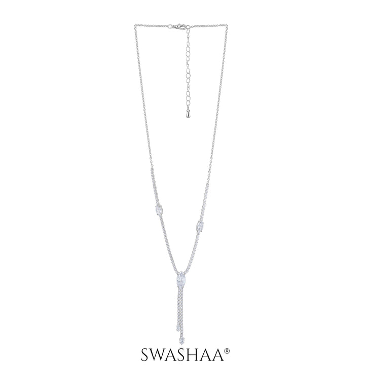 Elsie Oval Crystal Drop Y-shaped Necklace
