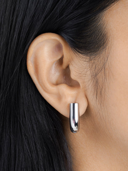 Elva Chunky Half Hoop silver Earrings