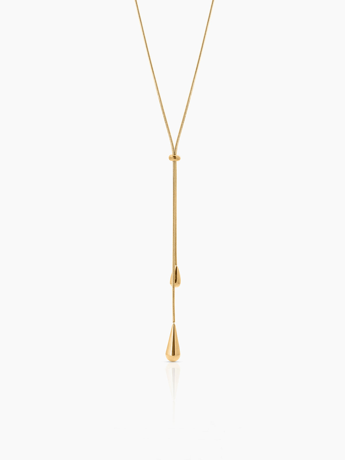 Elvara Y-Drop Teardrop Beads Y - Shape 18K Gold Plated Women's Layered Chain Pendant Necklace