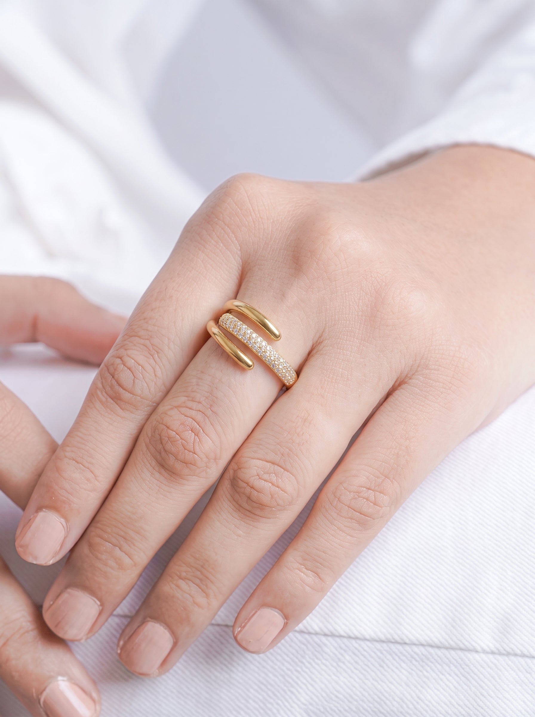 Elvora Diamond 18K Gold Plated Women's Ring