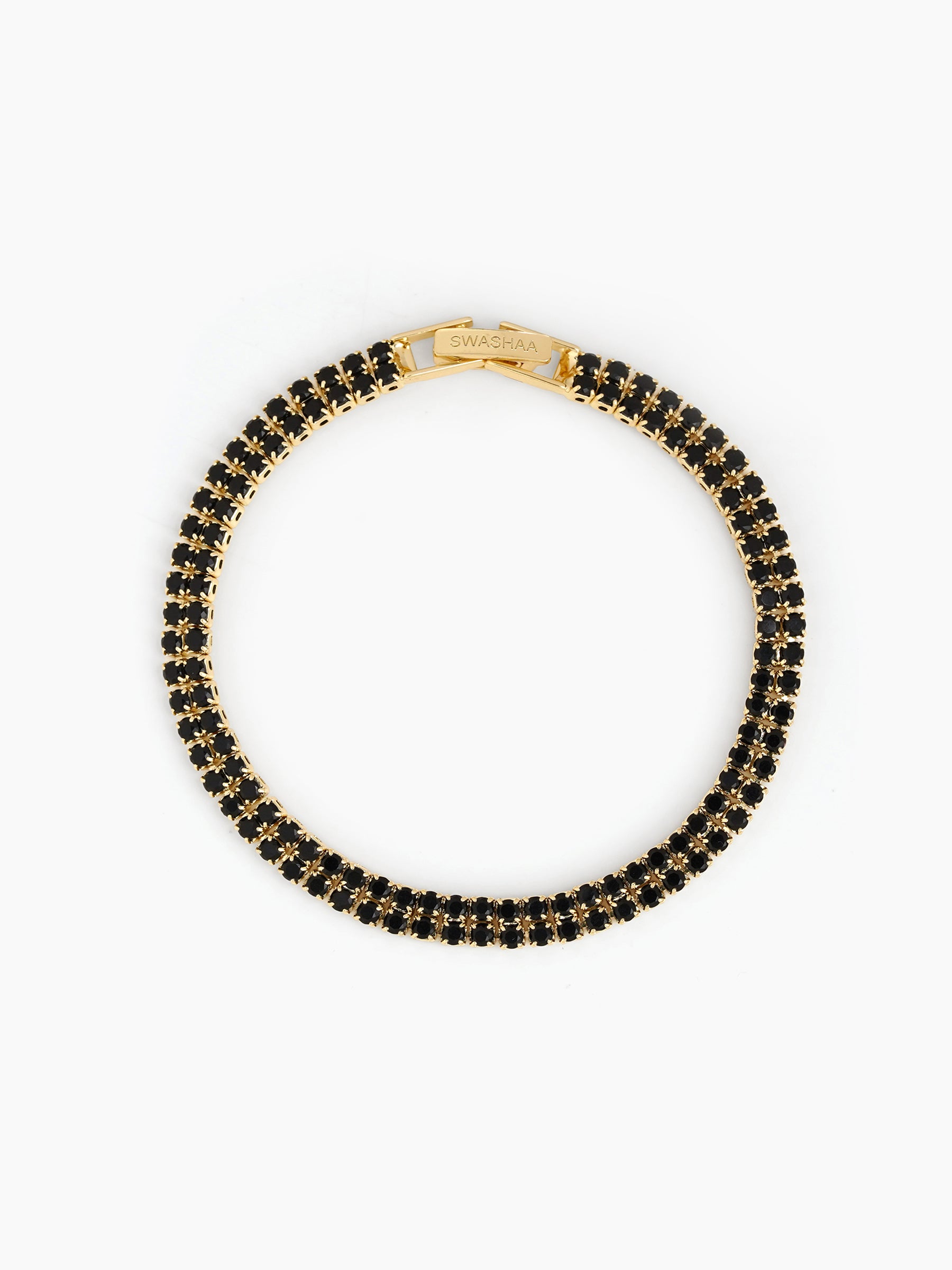 Elvra Black 18K Gold Plated Diamond Women's Tennis Loose Bracelet