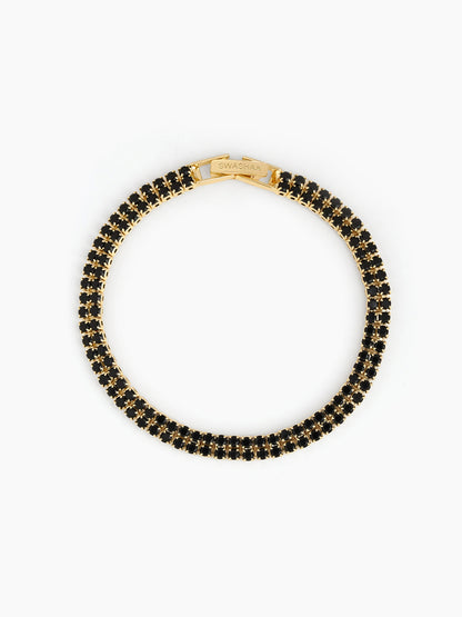 Elvra Black 18K Gold Plated Diamond Women's Tennis Loose Bracelet