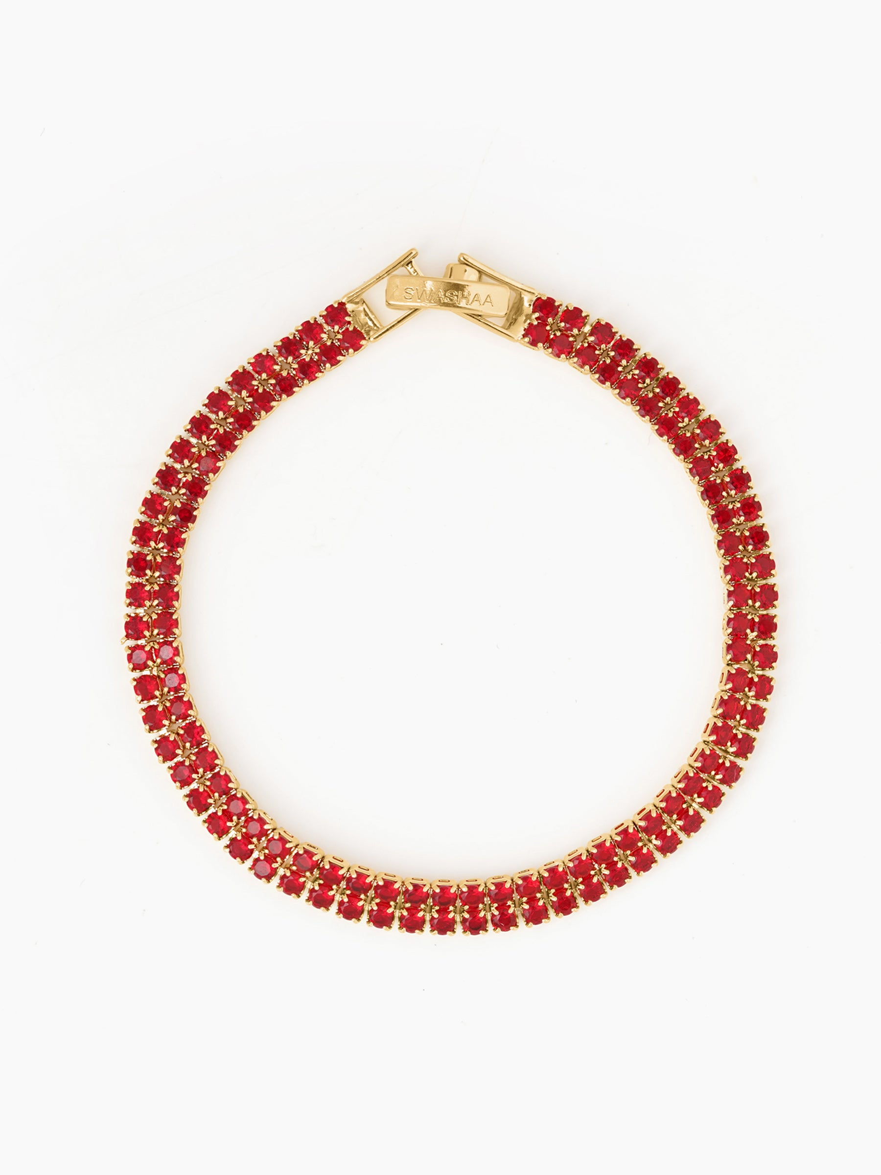 Elvra Red 18K Gold Plated Diamond Women's Tennis Loose Bracelet