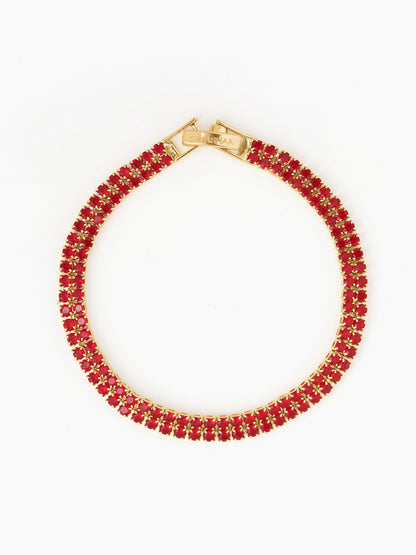 Elvra Red 18K Gold Plated Diamond Women's Tennis Loose Bracelet