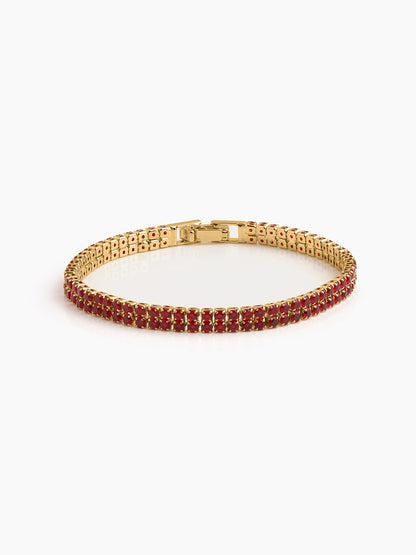 Elvra Red 18K Gold Plated Diamond Women's Tennis Loose Bracelet