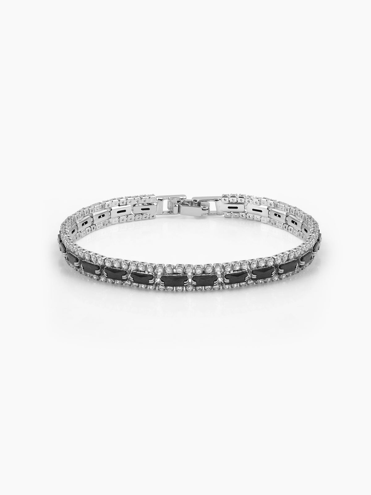 Elzira Black Silver Diamond Women's Tennis Loose Bracelet