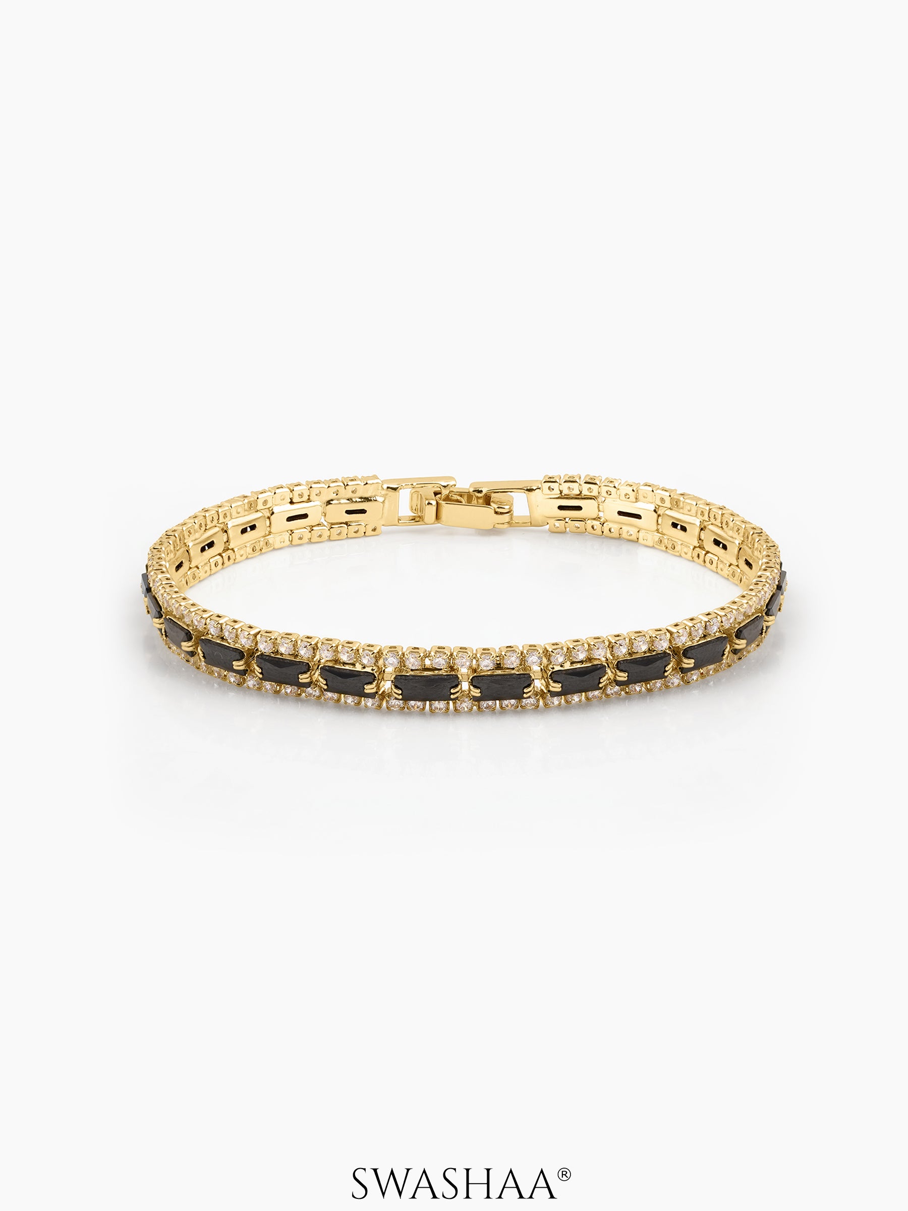 Elzira Black 18K Gold Plated Diamond Women's Tennis Loose Bracelet