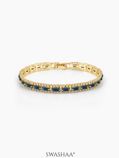 Elzira Blue 18K Gold Plated Diamond Women's Tennis Loose Bracelet