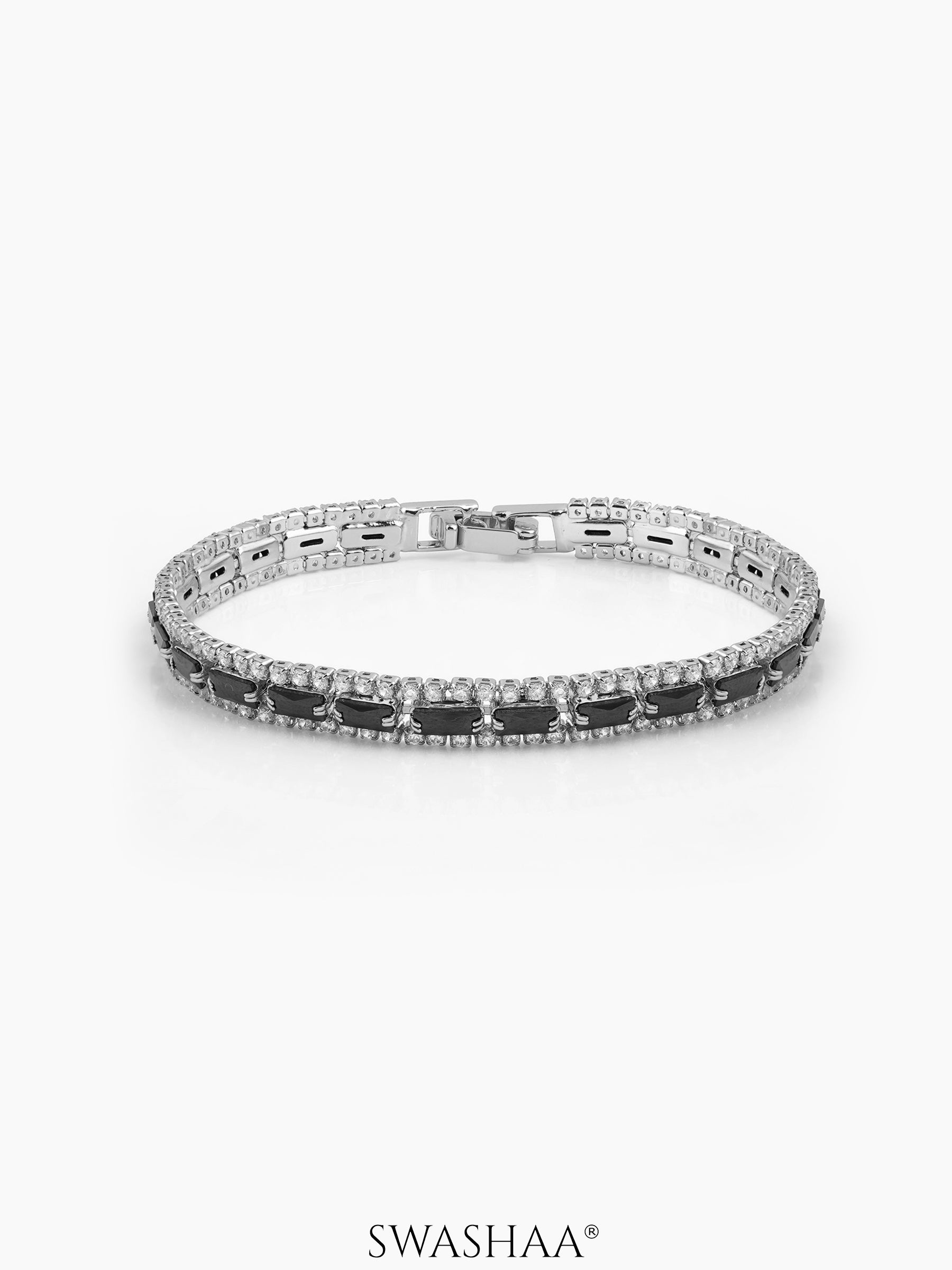 Elzira Black Silver Diamond Women's Tennis Loose Bracelet