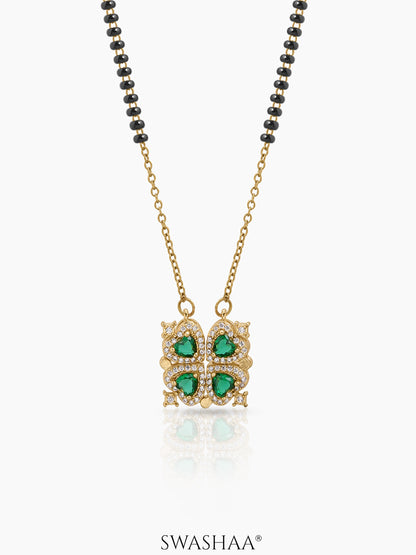 Emerald Shiny Clover Mangalsutra