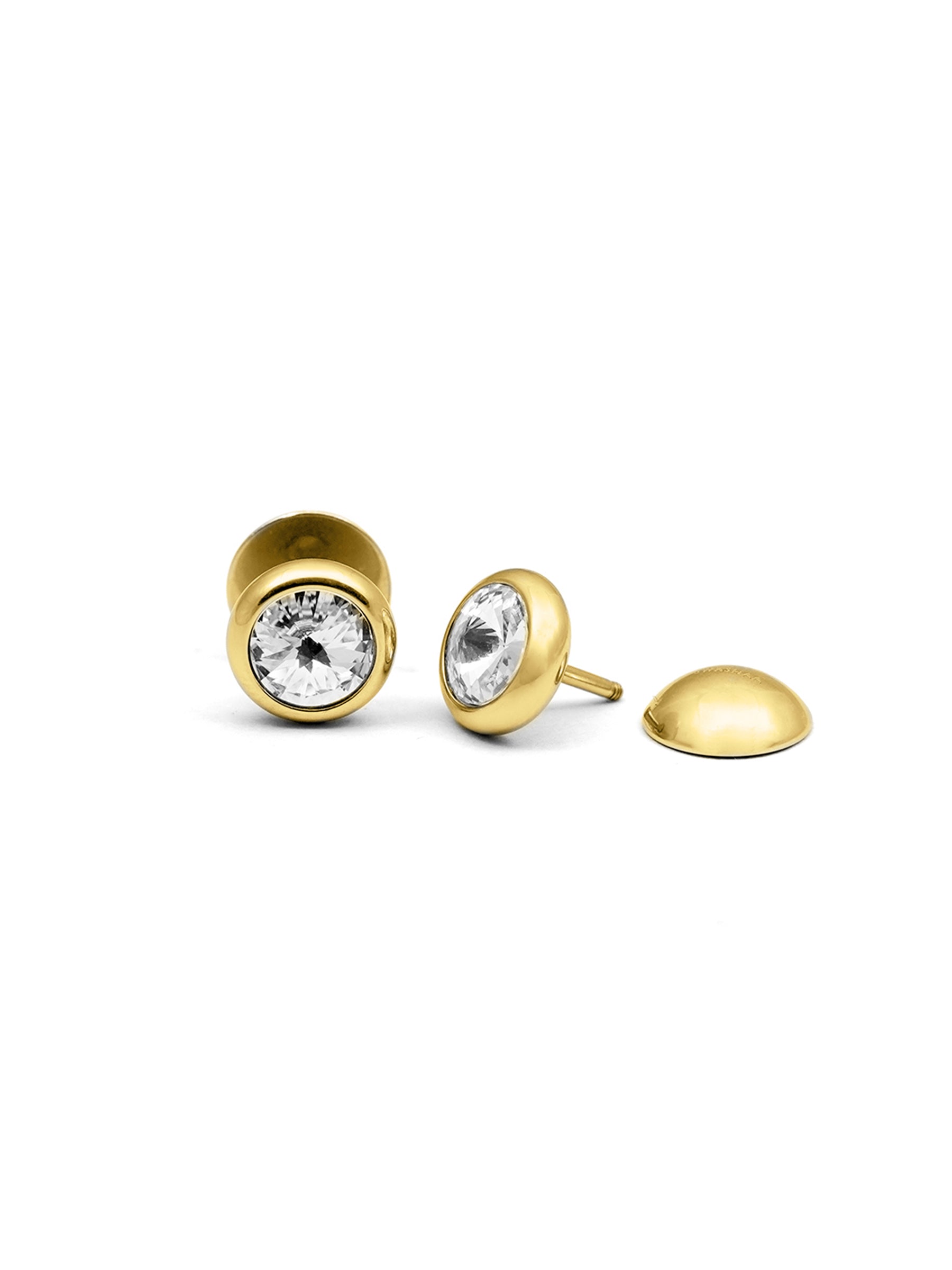 Emo Solitaire 18K Gold Plated Men's Studs Earrings