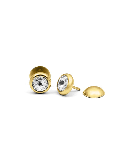 Emo Solitaire 18K Gold Plated Men's Studs Earrings