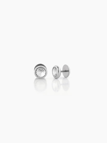 Emo Solitaire Silver Men's Studs Earrings