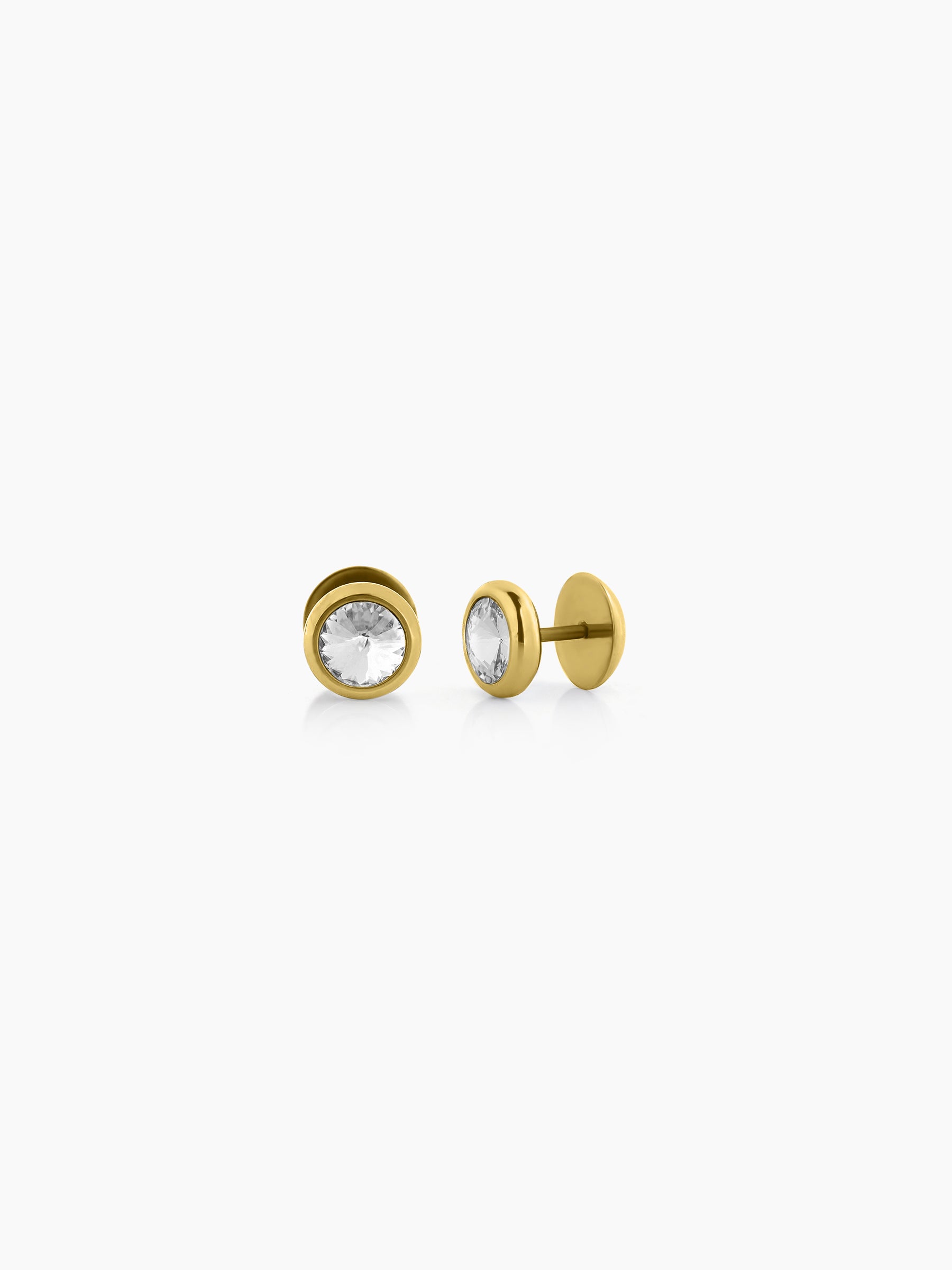 Emo Solitaire 18K Gold Plated Men's Studs Earrings